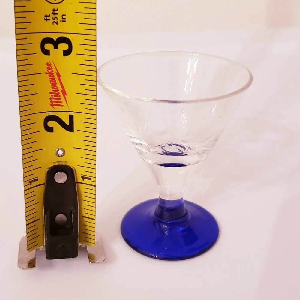 Vintage Set of 6 Shot glasses with blue base